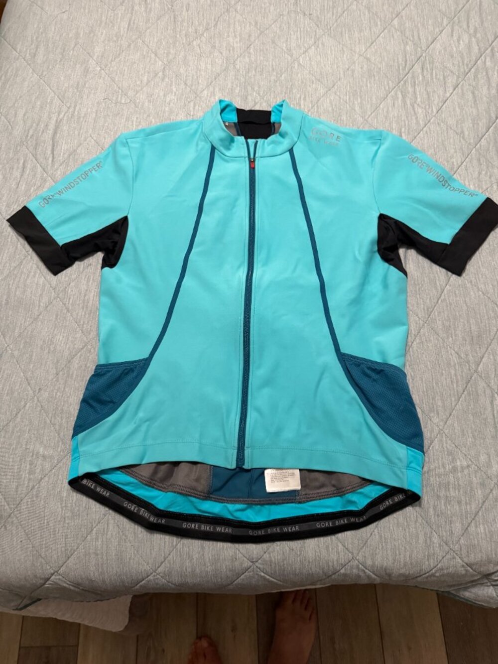 Mens Gore Bike Wear Phantom Windstopper Cycling Jersey Aqua Silver